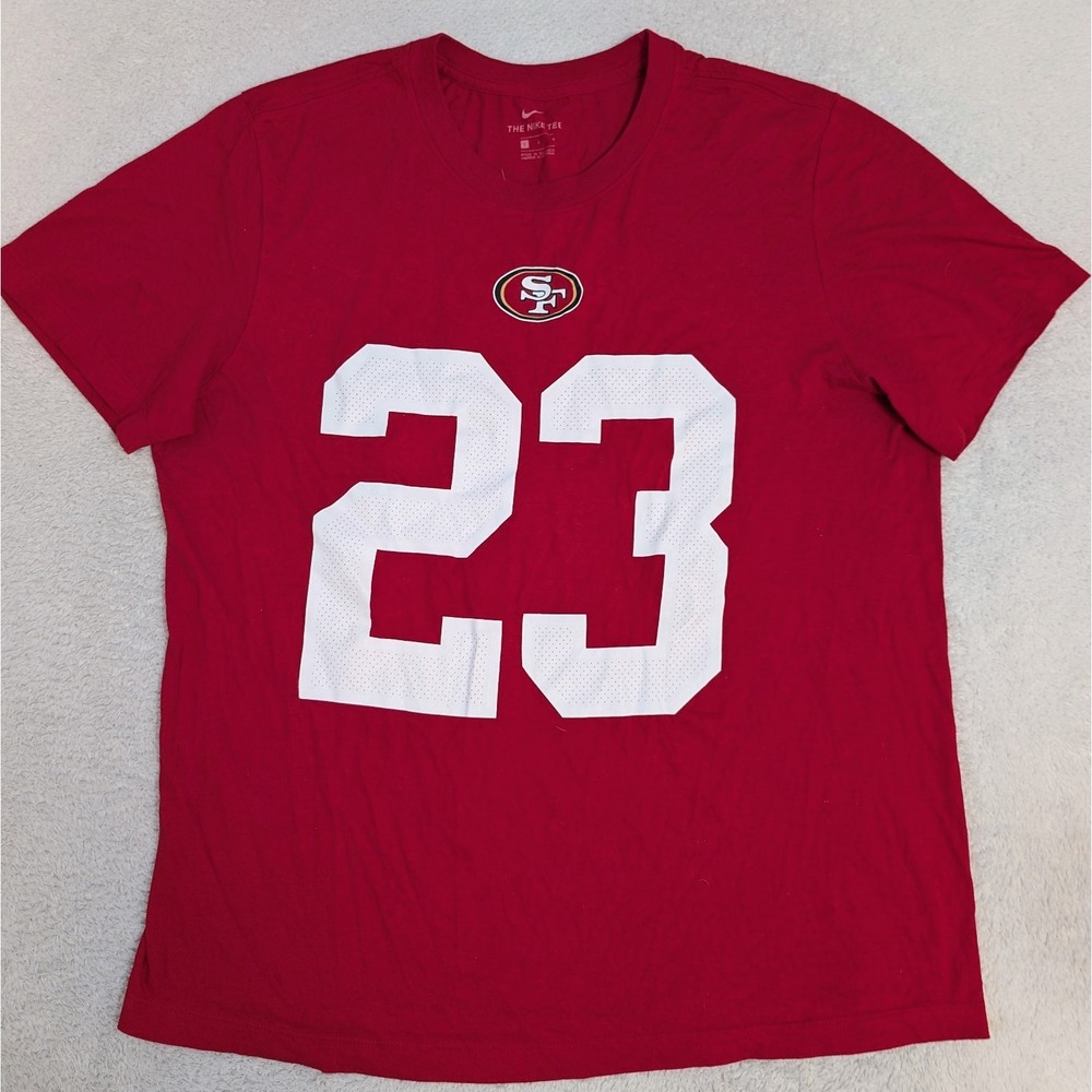 Nike San Francisco 49ers‎ Christian McCaffrey T-Shirt Men's L Red Football #23